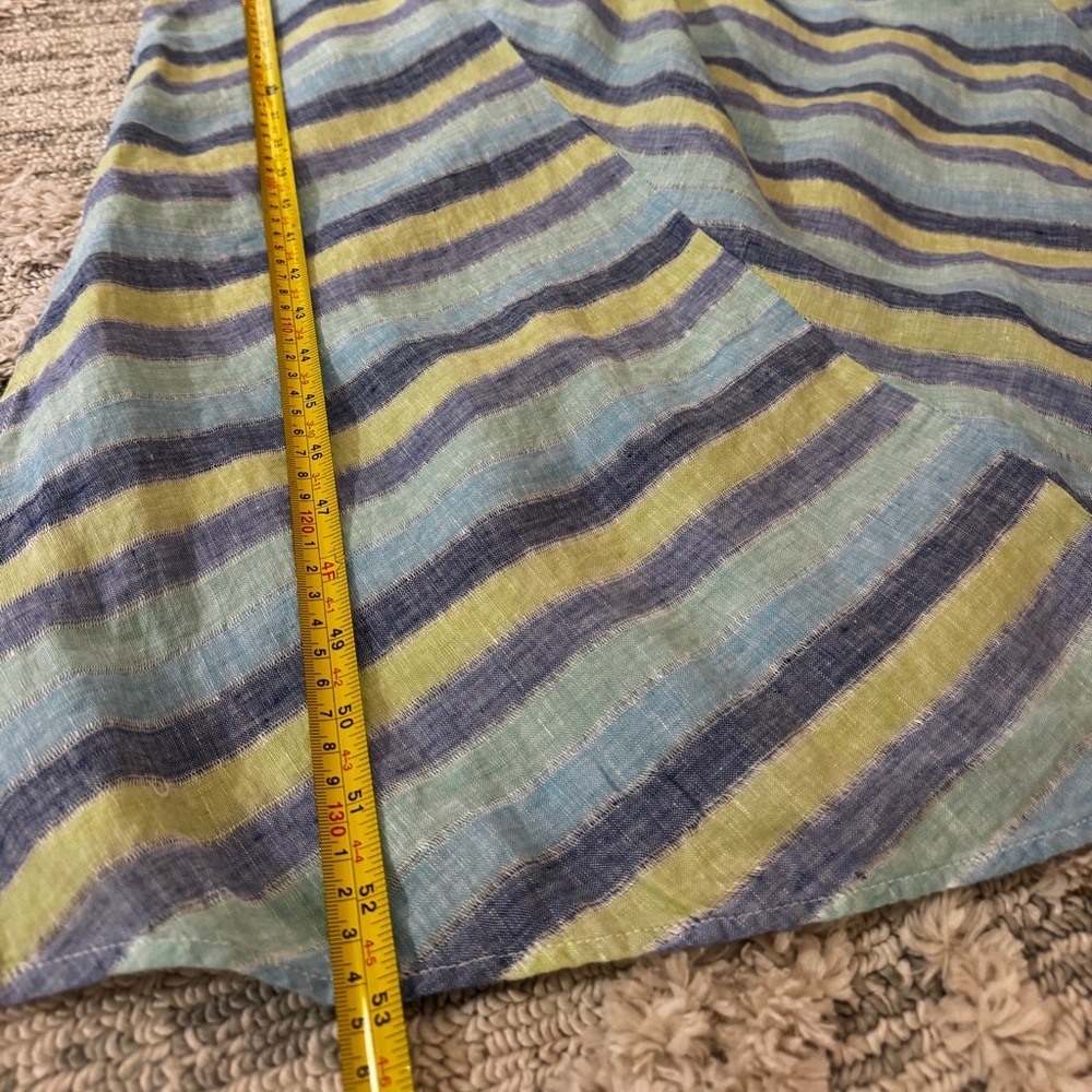 J Jill Love Linen Lotus Maxi Dress size XL Striped Blue Green Lined - Picture 15 of 16